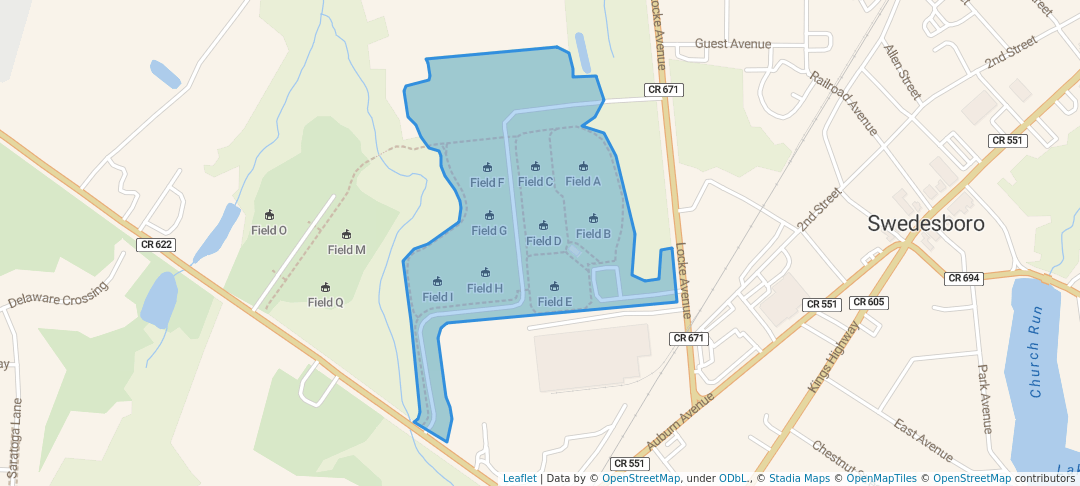 walking in Locke Avenue Park map in Woolwich Township