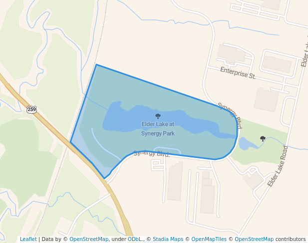 walking in Elder Lake Park map in Kilgore