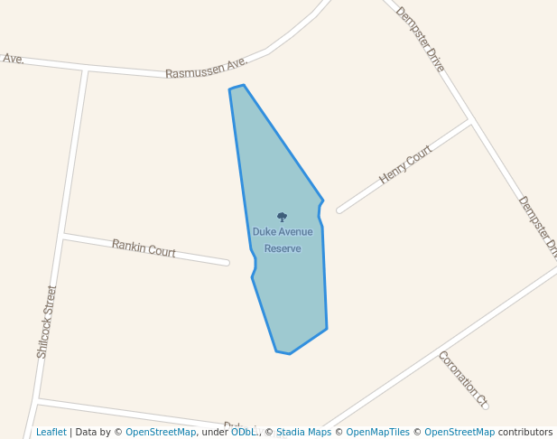 walking in Duke Avenue Reserve map in Hamilton