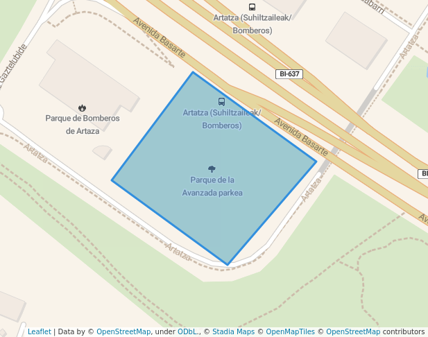 walking in Parque de la Avanzada parkea map in Leioa