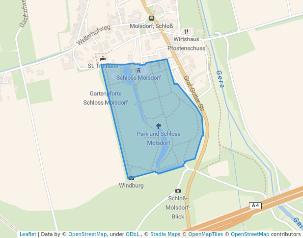 walking in Park und Schloss Molsdorf map in Erfurt