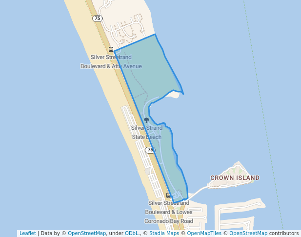 walking in Silver Strand State Beach map in Coronado