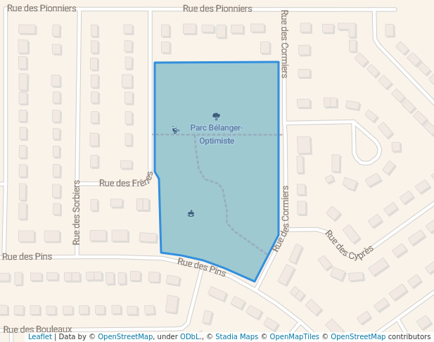 walking in Parc Bélanger-Optimiste map in Amos
