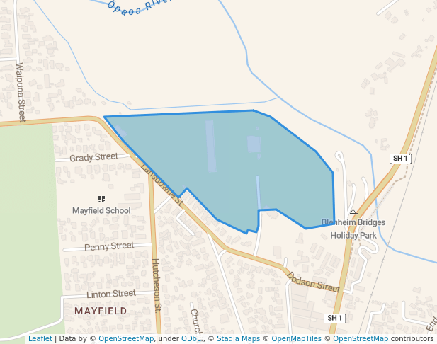 walking in Lansdowne Park map in Blenheim