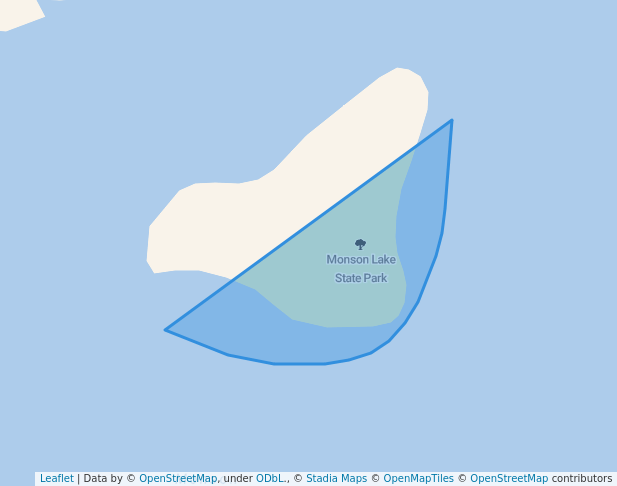 walking in Monson Lake State Park map in Sunburg