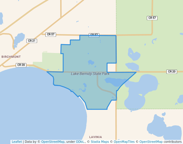 walking in Lake Bemidji State Park map in Bemidji
