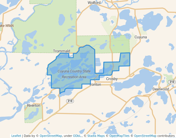 walking in Cuyuna Country State Recreation Area map in Ironton