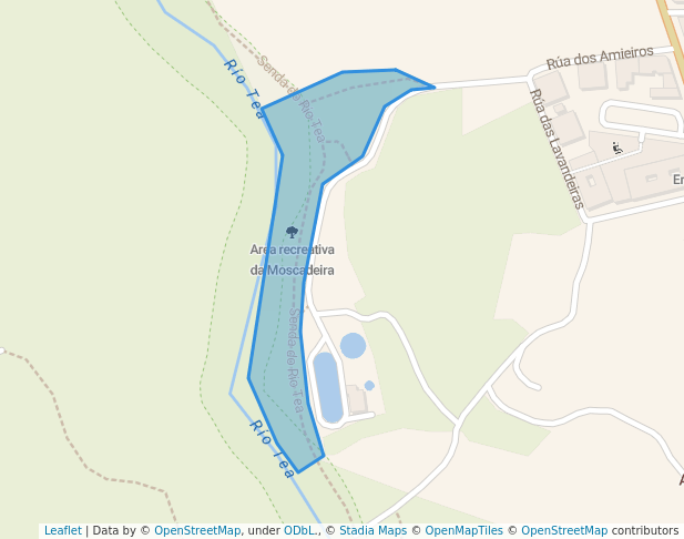 walking in Area recreativa da Moscadeira map in Ponteareas