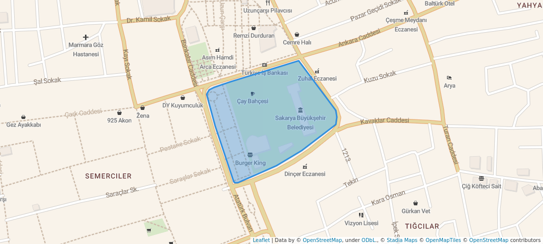 walking in Atatürk Parkı map in Sakarya