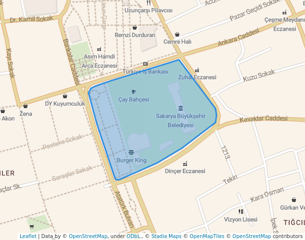 walking in Atatürk Parkı map in Sakarya