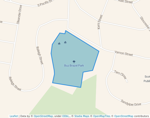 walking in Buz Brazel Park map in Scotts Head