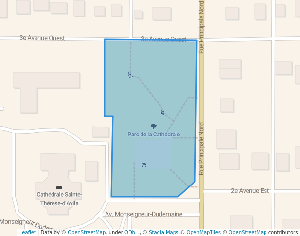 walking in Parc de la Cathédrale map in Amos