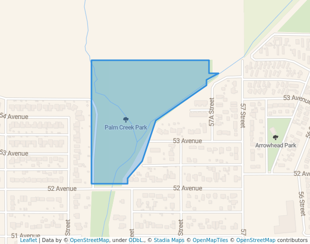 walking in Palm Creek Park map in Cold Lake