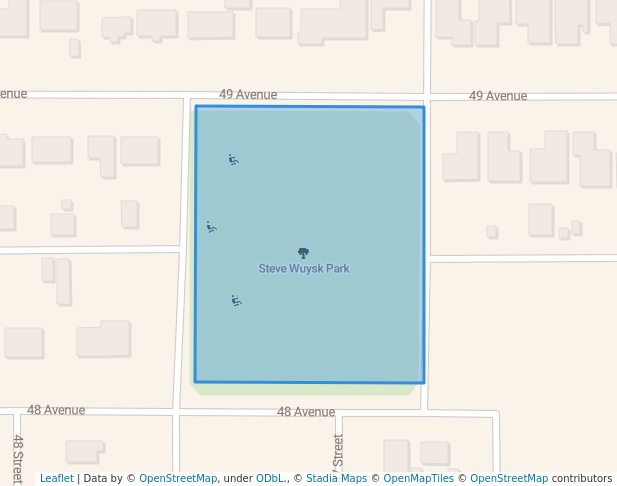 walking in Steve Wuysk Park map in Cold Lake