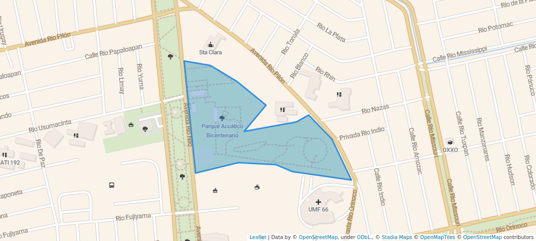 walking in Parque Acuático Bicentenario map in Ciudad Apodaca