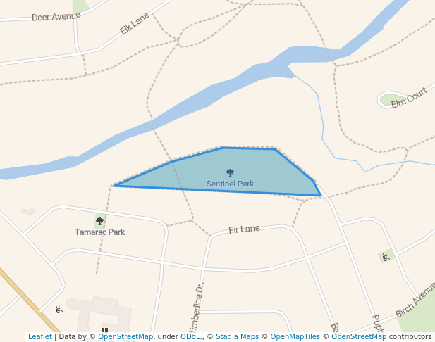 walking in Sentinel Park map in Cold Lake