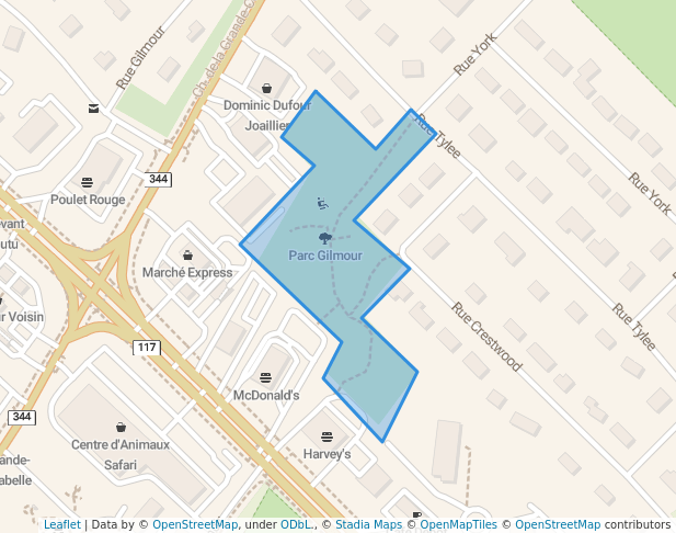 walking in Parc Gilmour map in Rosemère