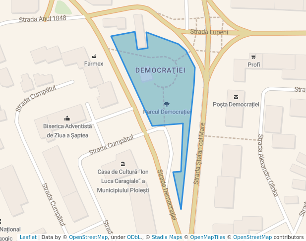 walking in Parcul Democrației map in Ploiești