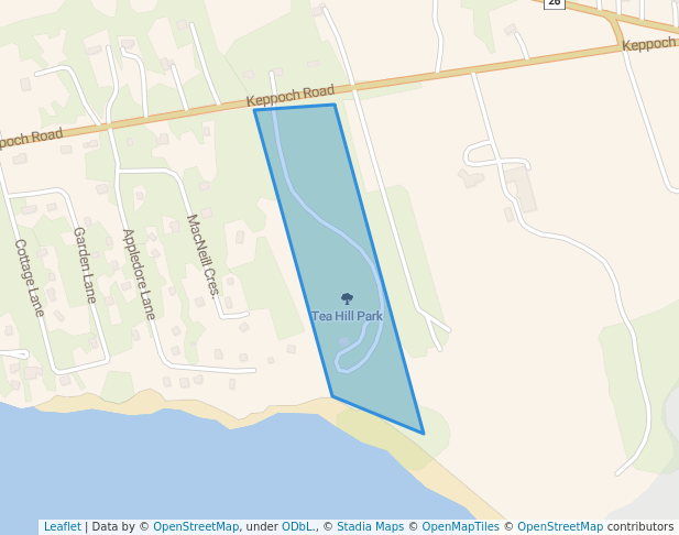 walking in Tea Hill Park map in Stratford