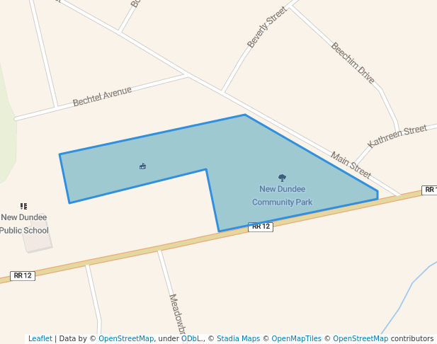 walking in New Dundee Community Park map in New Dundee