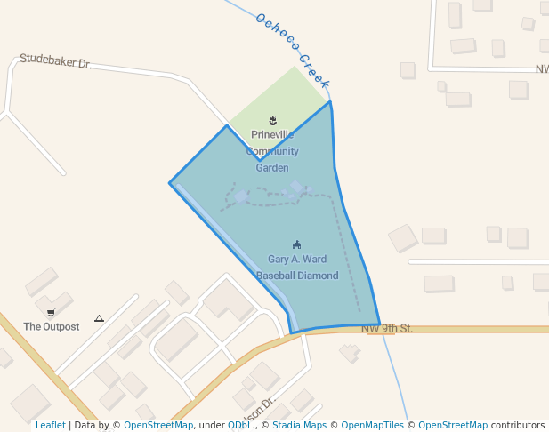walking in Gary A Ward Park map in Prineville