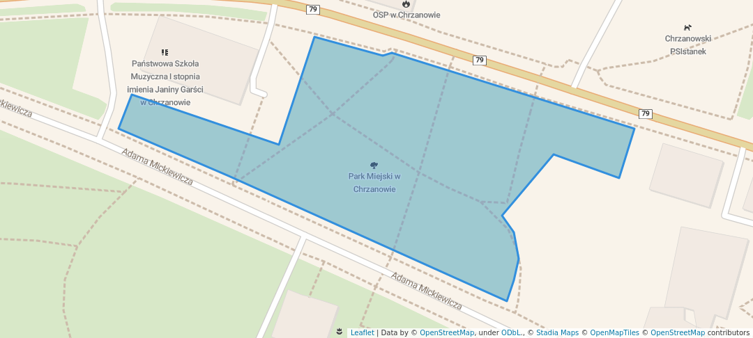 walking in Park Miejski w Chrzanowie map in Chrzanów