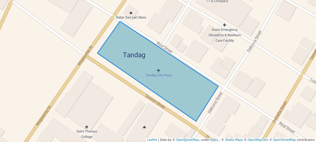 walking in Tandag City Plaza map in Tandag