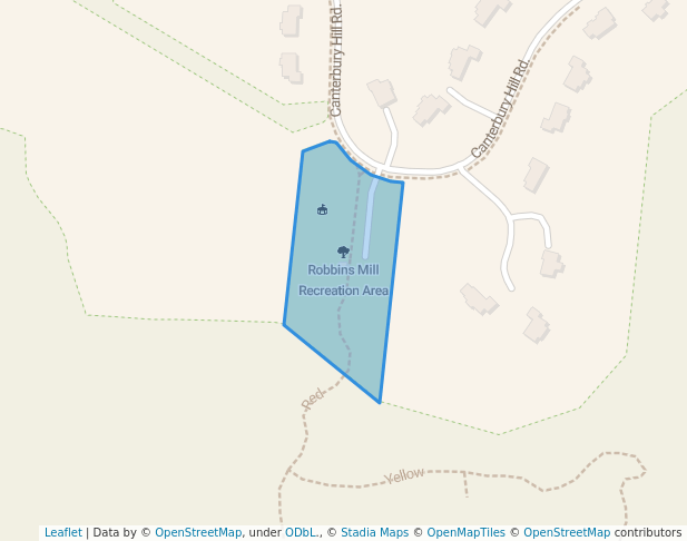 walking in Robbins Mill Recreation Area map in Acton