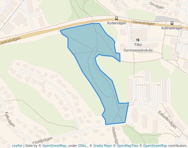 walking in Centralparken map in Täby