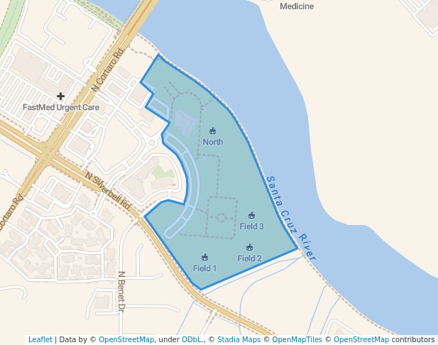 walking in Crossroads at Silverbell District Park map in Tucson