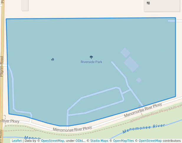 walking in Riverside Park map in Menomonee Falls