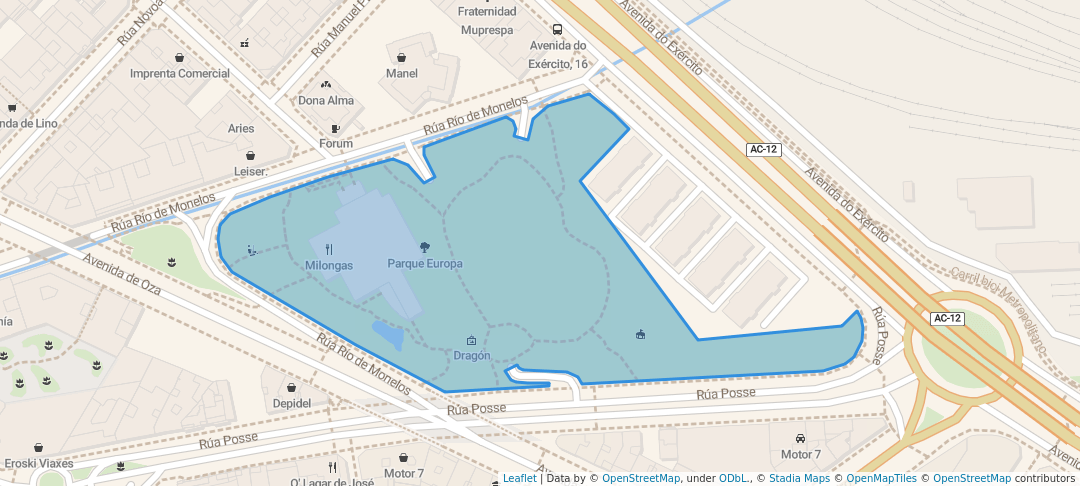 walking in Parque Europa map in A Coruña