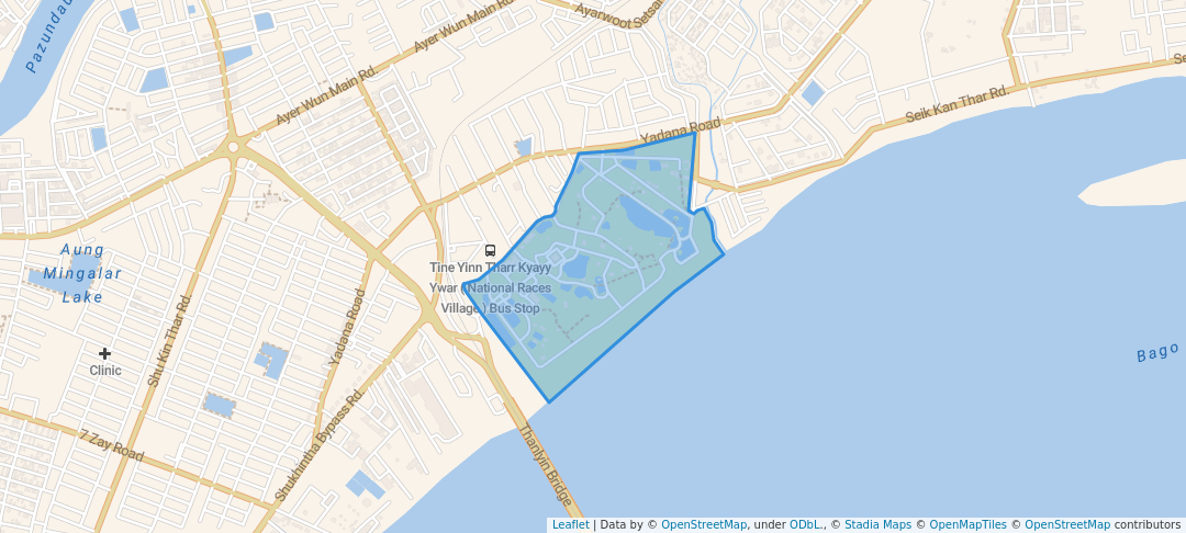 walking in National Races Village map in Yangon