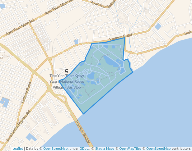 walking in National Races Village map in Yangon