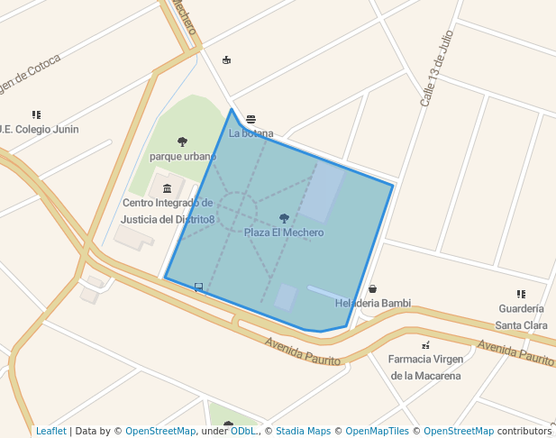 walking in Plaza El Mechero map in Santa Cruz de la Sierra