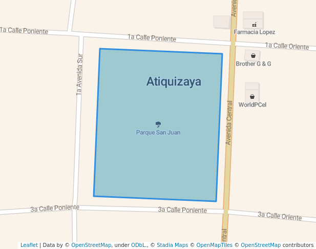 walking in Parque San Juan map in Atiquizaya