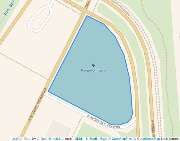walking in Parque Olímpico map in San Borja