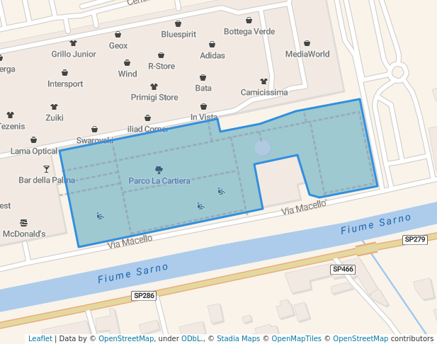 walking in Parco La Cartiera map in Pompei