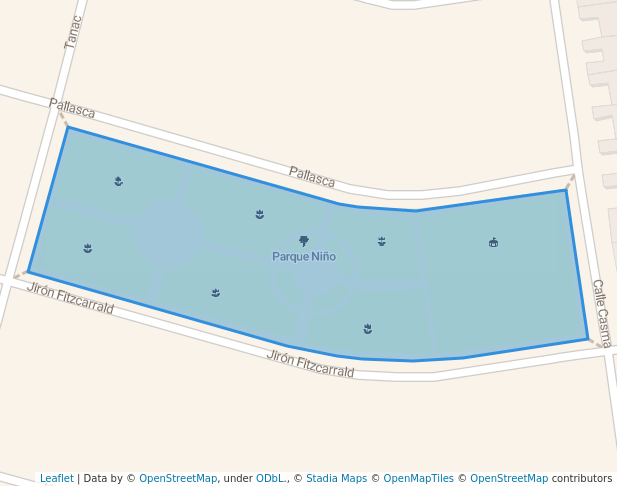 walking in Parque Niño map in Los Olivos