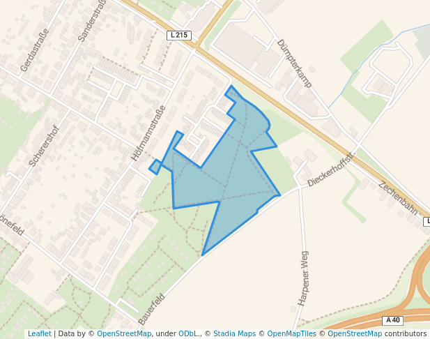 walking in Rolandhalde map in Oberhausen