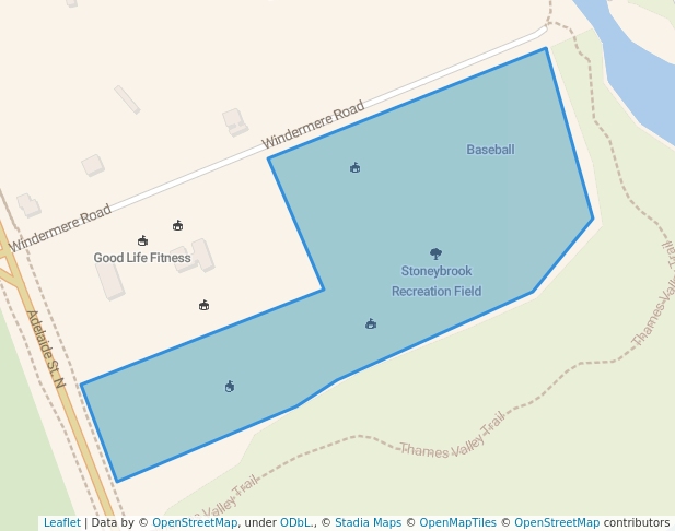 walking in Stoneybrook Recreation Field map in London