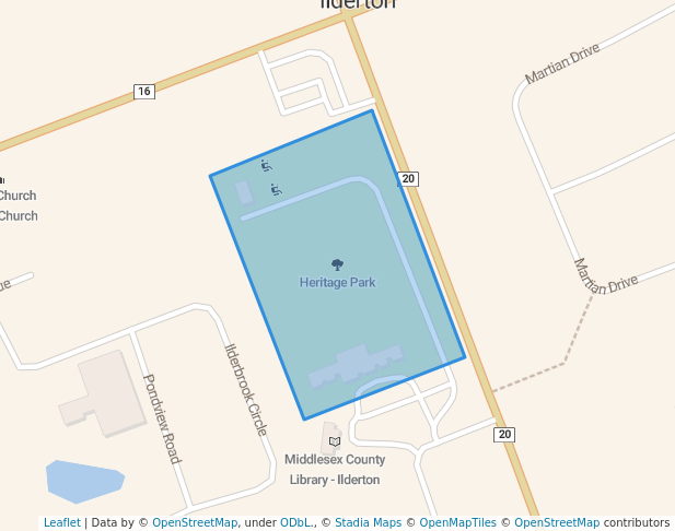 walking in Heritage Park map in Ilderton