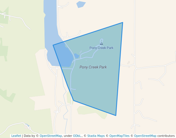 walking in Pony Creek Park map in Pacific Junction