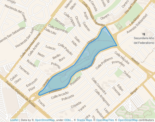 walking in Parque Tucán map in Monterrey