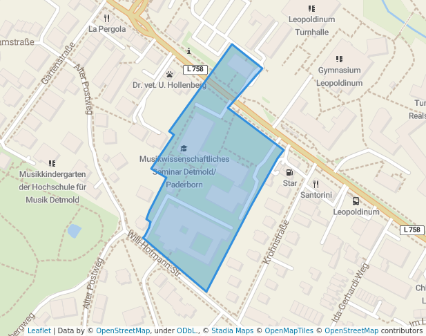 walking in Forum Wissenschaft | Bibliothek | Musik map in Detmold