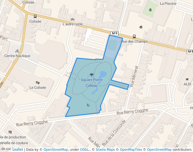 walking in Square Pierre Catteau map in Roubaix