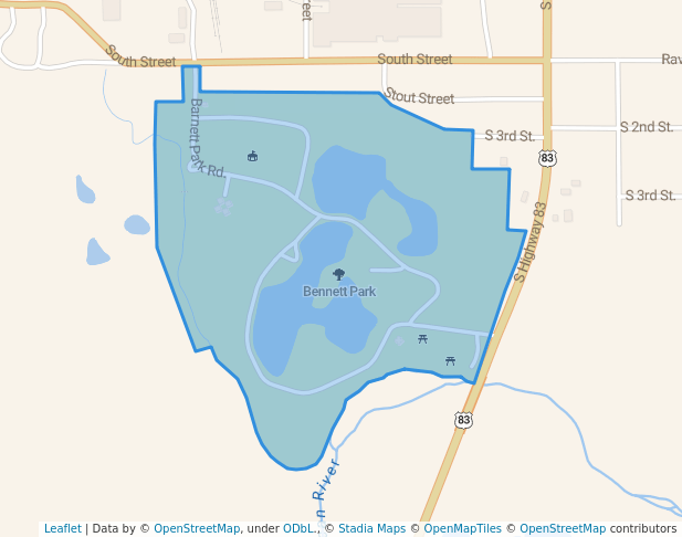 walking in Bennett Park map in McCook