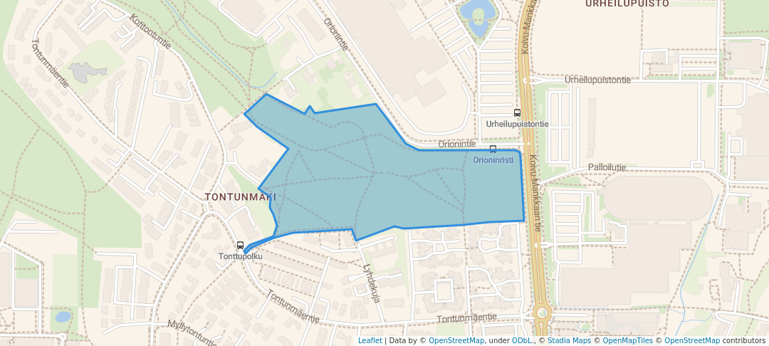 walking in Tonttuleikki map in Esbo