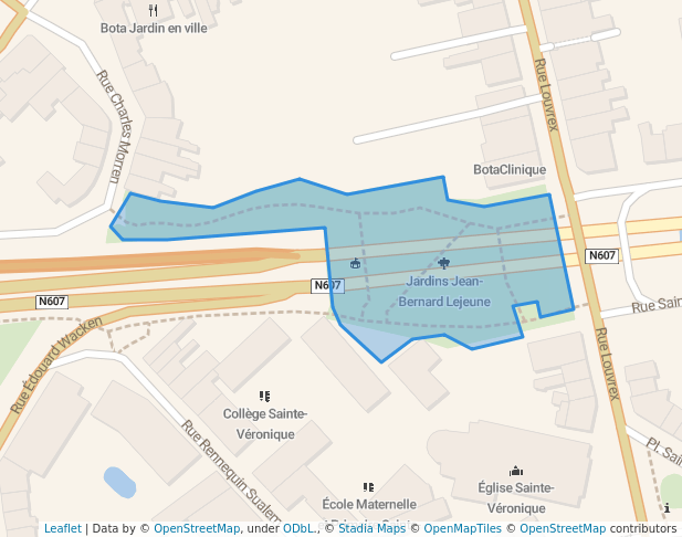 walking in Jardins Jean-Bernard Lejeune map in Liège