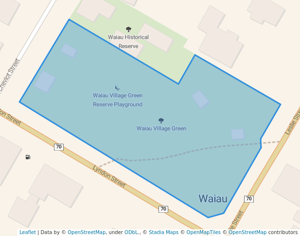 walking in Waiau Village Green map in Waiau